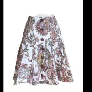 CAbi Palapa Swing Skirt Paisley Pattern Button Front Back Zip Style Number 861
